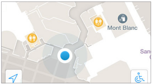 Users can easily see their current indoor location on a venue's map.