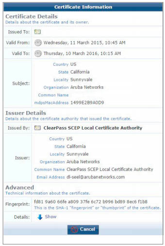 Details of unique credentials for onboard BYOD endpoints.